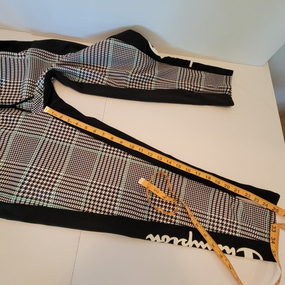 Champion Womens Plaid Elastic Draw Waist Joggers Size M Blk/Green Pockets - Picture 6 of 12